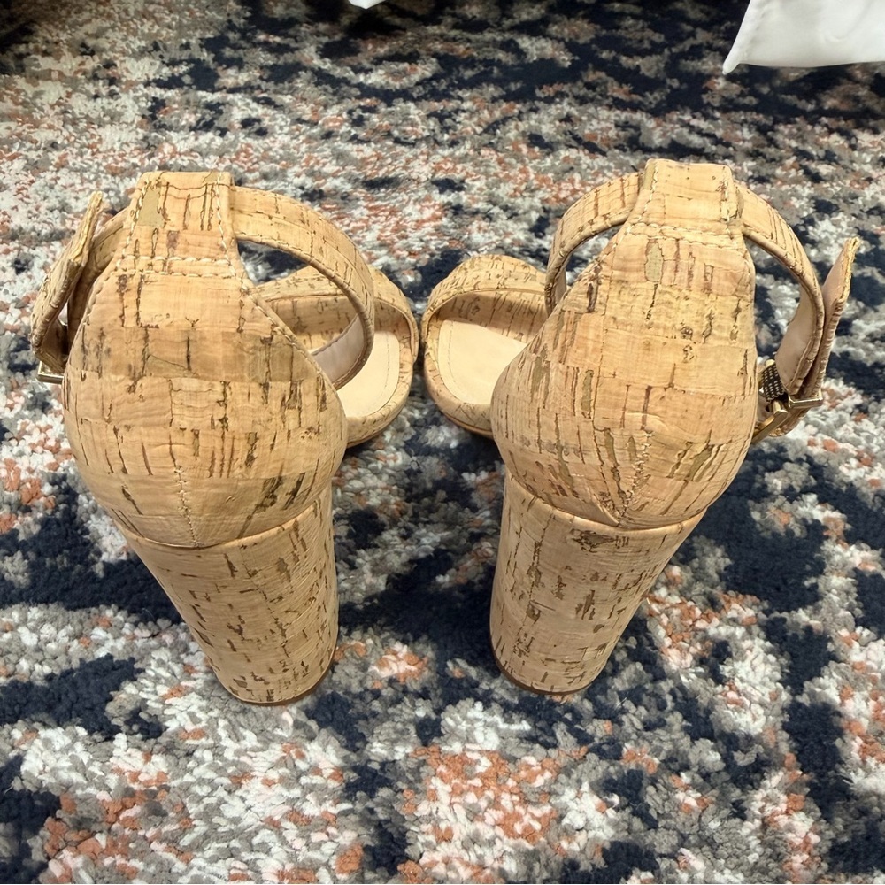 SCHUTZ ‘Enida’ Block Heel Sandal in Tan Cork Size 6.5 - Picture 11 of 16